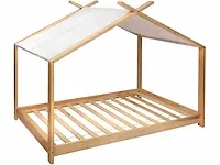 Tent bed kind 98 x 195 x 145 cm beige hout - afbeelding 1 van  2