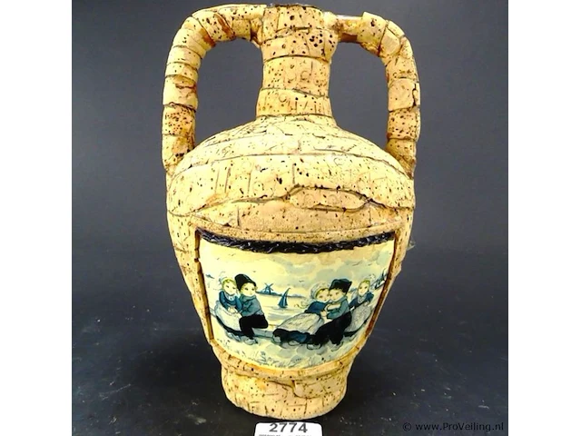 Terracotta oorvaas omkleed met kurk - afbeelding 2 van  5