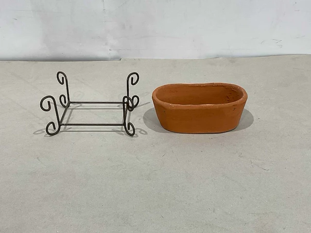 Terracotta schaal in houder (11x) - afbeelding 5 van  8