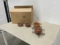 Terracotta schaaltje in houder (9x) - afbeelding 1 van  5