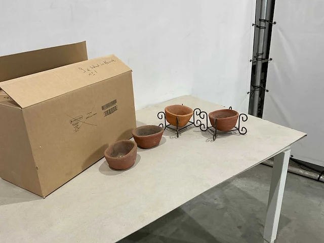 Terracotta schaaltje in houder (9x) - afbeelding 2 van  5