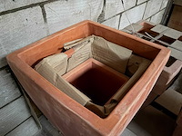 Terracotta vierkant bloembak plantenbak (54x) - afbeelding 7 van  7