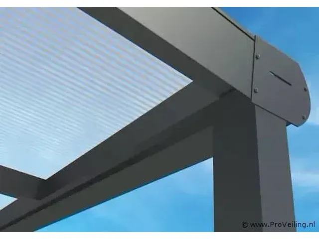 Terrasoverkapping, aluminium mat zwart met polycarbonaat dak, helder, vlak - afbeelding 5 van  6