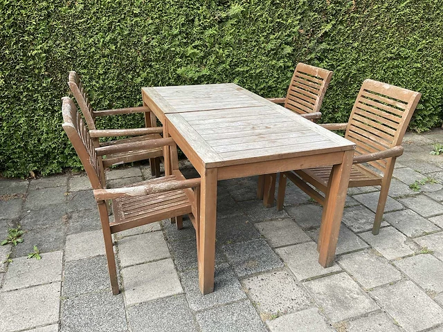 Terrasset - 2x tafel 80x80 - teakhout (2x) - afbeelding 1 van  13