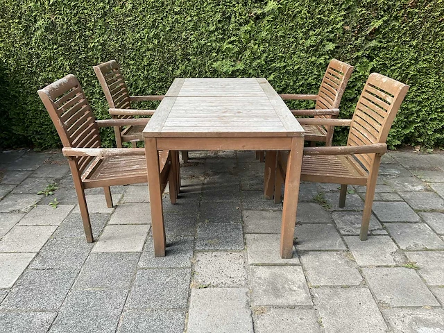 Terrasset - 2x tafel 80x80 - teakhout (2x) - afbeelding 6 van  13