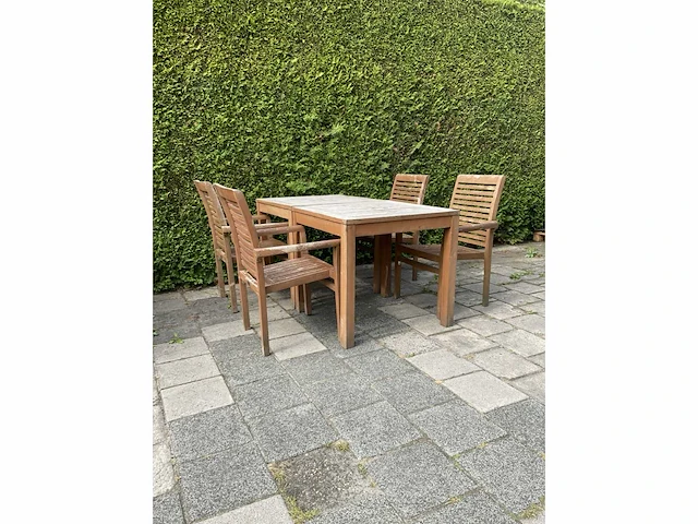 Terrasset - 2x tafel 80x80 - teakhout (2x) - afbeelding 7 van  13