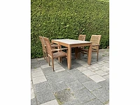 Terrasset - 2x tafel 80x80 - teakhout (2x) - afbeelding 7 van  13