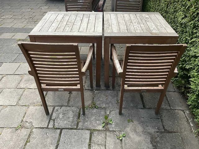 Terrasset - 2x tafel 80x80 - teakhout (2x) - afbeelding 8 van  13