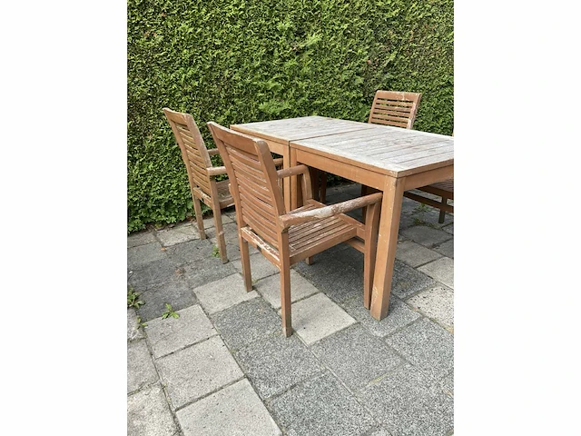 Terrasset - 2x tafel 80x80 - teakhout (2x) - afbeelding 10 van  13