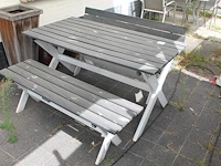 Terrastafel met twee bankjes. afmeting tafel 76 x 150 x 73 cm. - afbeelding 2 van  2