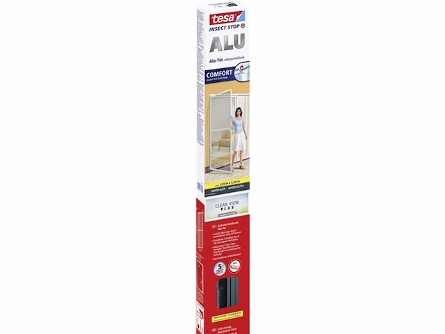 Tesa alu xl comfort 55197-00003-00 vliegenhor voor deur 1200 mm x 2400 mm antraciet - afbeelding 1 van  3