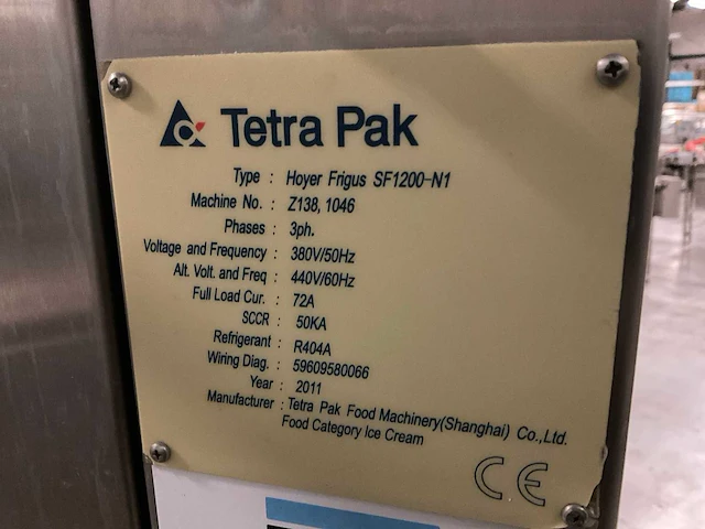 Tetra pak hoyer frigus sf 1200-n1 ice cream contineous freezer - afbeelding 5 van  5