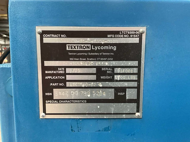 Textron lycoming greenerd verticale hydraulische persmachine - afbeelding 7 van  7