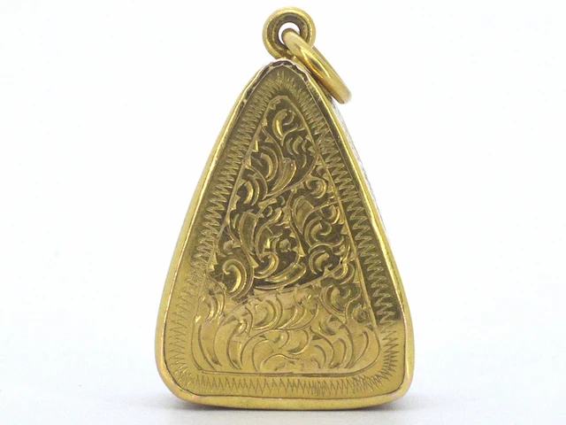 Thaise phra - heilige klei amulet in gouden kast - afbeelding 4 van  7