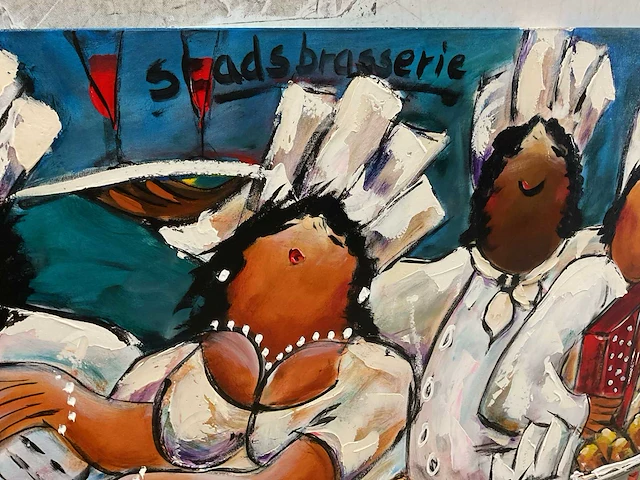 Theo broeren stadsbrasserie schilderij op doek (400x140cm) - afbeelding 3 van  5