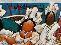 Theo broeren stadsbrasserie schilderij op doek (400x140cm) - afbeelding 3 van  5