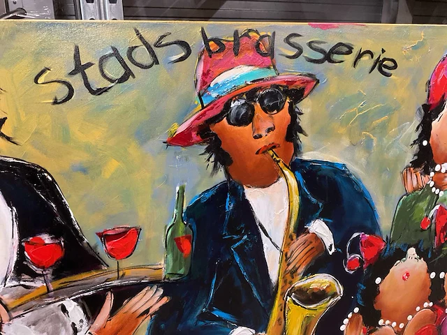 Theo broeren stadsbrasserie schilderij op doek (400x150cm) - afbeelding 3 van  5