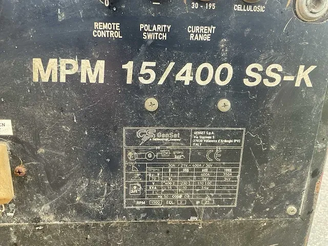 Thermadyne genset mpm 15/400 ss-k lasaggregaat - afbeelding 4 van  14