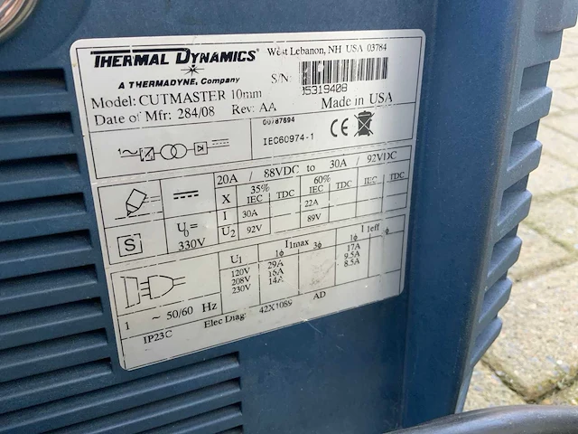 Thermal dynamics cutmaster 10mm plasmasnijmachine - afbeelding 8 van  8