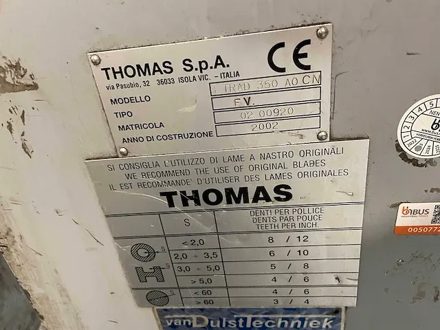 Thomas - super trad 350 ao cn - band saw machines - afbeelding 2 van  8