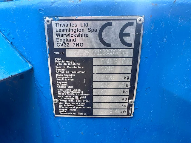 Thwaites mach477 / 2.3 tonne dumper - afbeelding 8 van  16