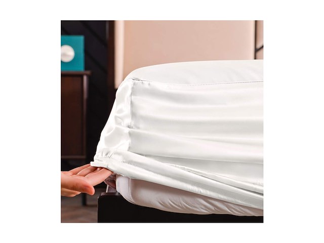 Thxsilk hoeslaken zijde 200 x 200 cm, wit 100% puur 19 momme mulberry silk voor standaard matras 30 cm - afbeelding 3 van  4