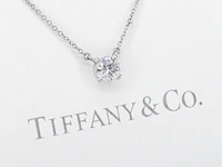 Tiffany & co - platina solitaire halscollier met een natuurlijke diamant