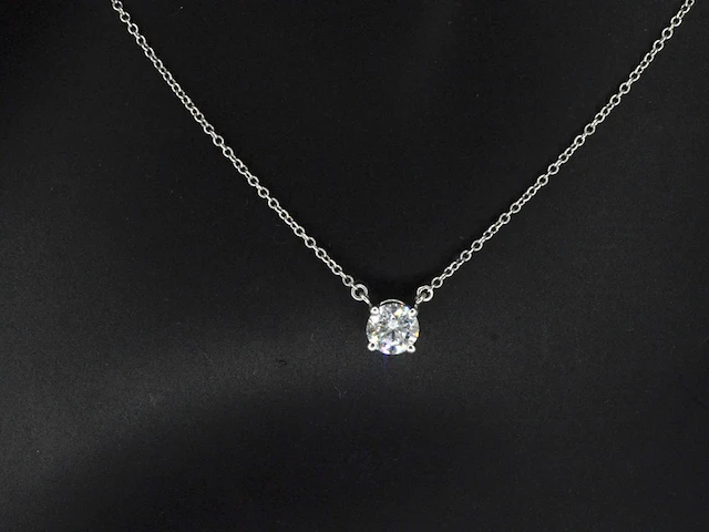 Tiffany & co - platina solitaire halscollier met een natuurlijke diamant - afbeelding 5 van  7