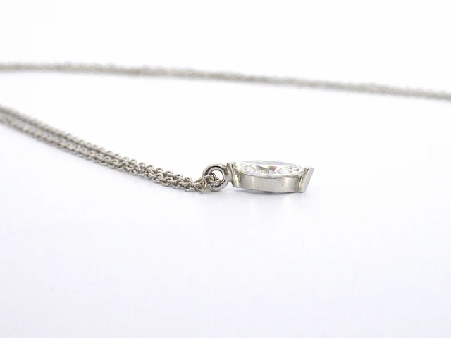 Tiffany & co - tiffany & co ketting met een marquise geslepen diamant van gia - afbeelding 6 van  10