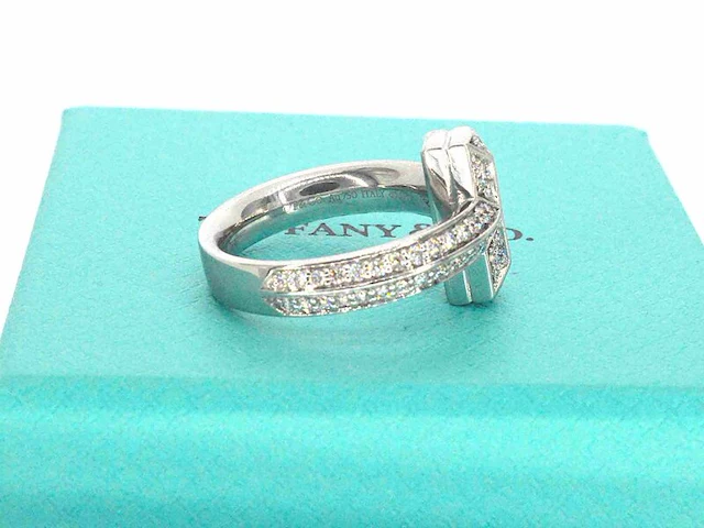 Tiffany & co - "tiffany t" t1 witgouden ring met diamanten - afbeelding 3 van  13