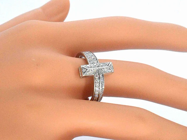 Tiffany & co - "tiffany t" t1 witgouden ring met diamanten - afbeelding 6 van  13