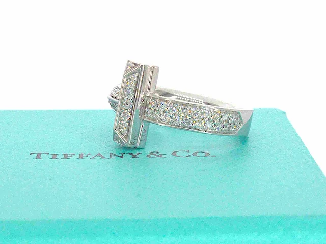 Tiffany & co - "tiffany t" t1 witgouden ring met diamanten - afbeelding 7 van  13