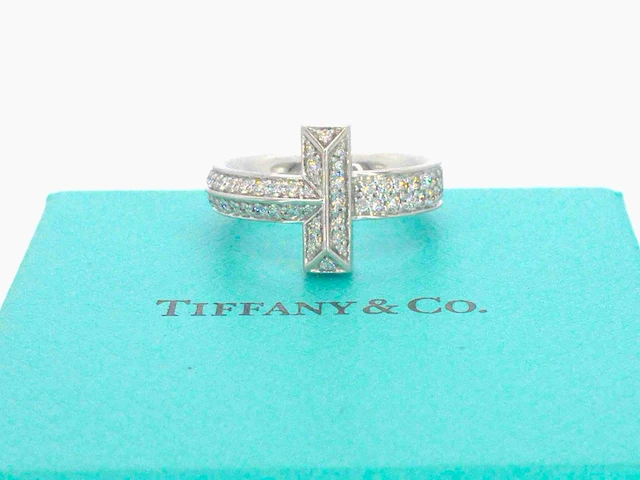 Tiffany & co - "tiffany t" t1 witgouden ring met diamanten - afbeelding 9 van  13