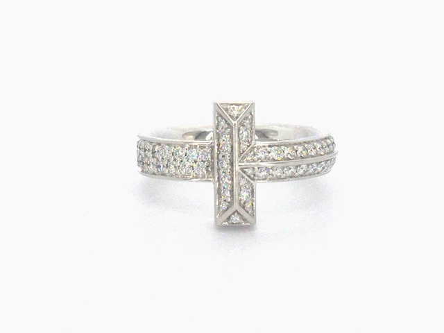 Tiffany & co - "tiffany t" t1 witgouden ring met diamanten - afbeelding 11 van  13