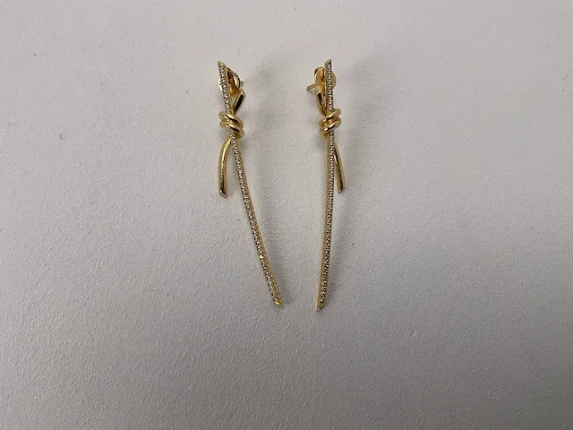 Tiffany & co paar 18k geelgouden oorstekers bezet met diamant, 8,7 gram - afbeelding 1 van  3