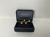 Tiffany & co, paar 18k gouden manchetknopen, knoop - afbeelding 2 van  3