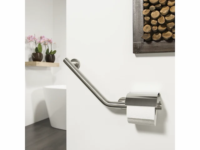 Tiger boston comfort en safety toiletrolhouder met steun links rvs - afbeelding 3 van  3