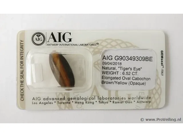 Tiger's eye 6.52ct aig certified - afbeelding 1 van  4