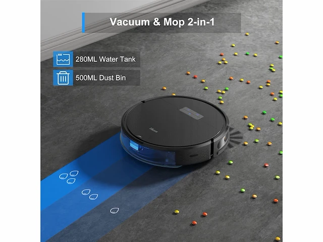 Tikom g8000 pro 2-in-1 robotstofzuiger 4500 pa ideaal voor dierenharen, tapijt, harde vloeren zwart - afbeelding 3 van  4