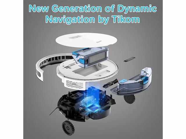 Tikom g8000 pro robotstofzuiger en dweilcombo 4500pa zelfopladend wit - afbeelding 2 van  6