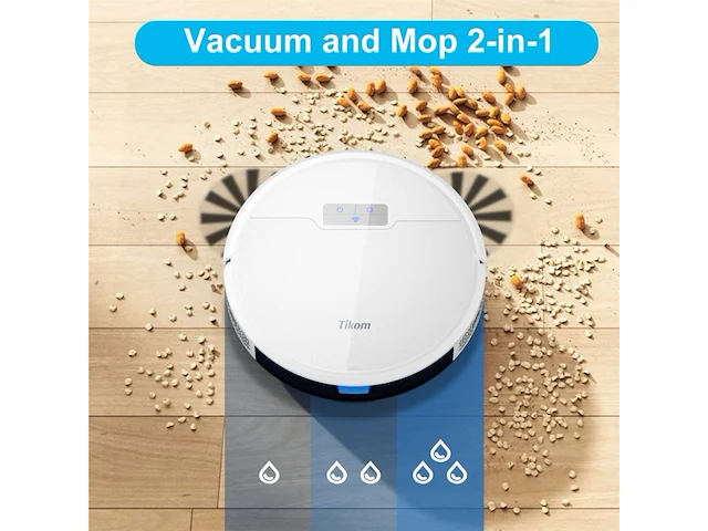 Tikom g8000 pro robotstofzuiger en dweilcombo 4500pa zelfopladend wit - afbeelding 3 van  6