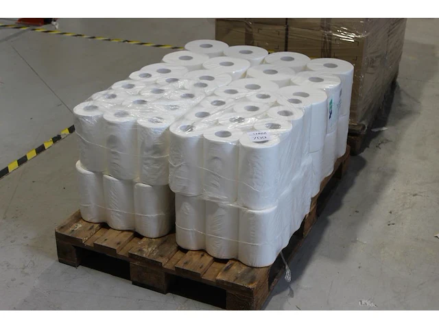 Tissuerollen in 2 uitvoeringen op pallet. 48 kleine en 24 grote rollen. - afbeelding 1 van  2