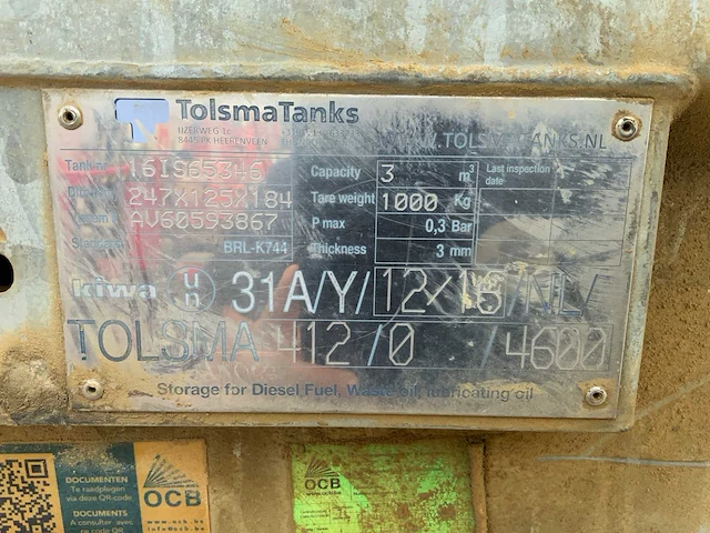 Tolsma ibc 3m3 brandstof opslagtank - afbeelding 6 van  6