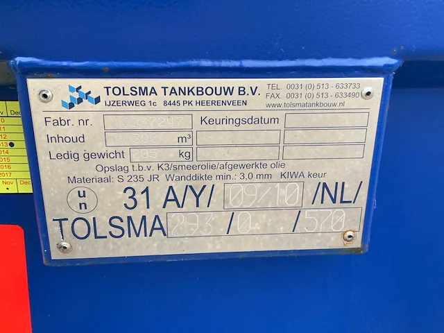 Tolsma ibc300 dieselolietank met inhoud - afbeelding 3 van  11