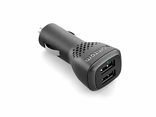 Tomtom hogesnelheid dubbele autolader 12v/ 24v voor alle navigatiesystemen en andere apparaten die worden opgeladen via usb zoals smartphones of tablets - afbeelding 2 van  3