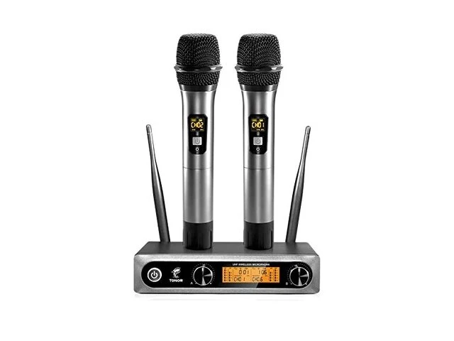 Tonor tw820 dubbel uhf draadloos microfoonsysteem - afbeelding 1 van  1