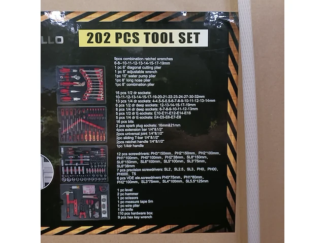 Toolset in koffer, metallo, 202 stuks - afbeelding 5 van  6