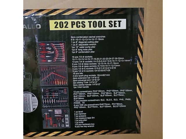 Toolset, metallo, 202 pieces - afbeelding 6 van  6