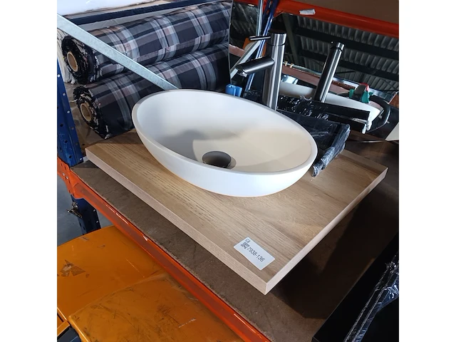 Topblad met waskom, eiken/matwit - afbeelding 3 van  10