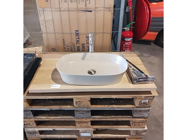 Topblad met waskom, ideal standard, eiken/grijs - afbeelding 1 van  10